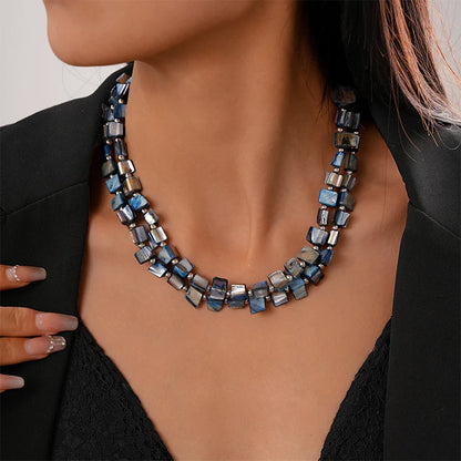 Colorful Geometric Statement Necklace