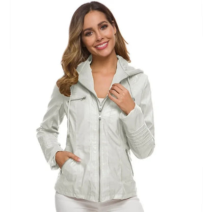 Hooded Faux Leather Moto Jacket