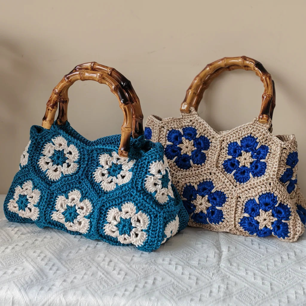 Crochet Bamboo Handle Tote