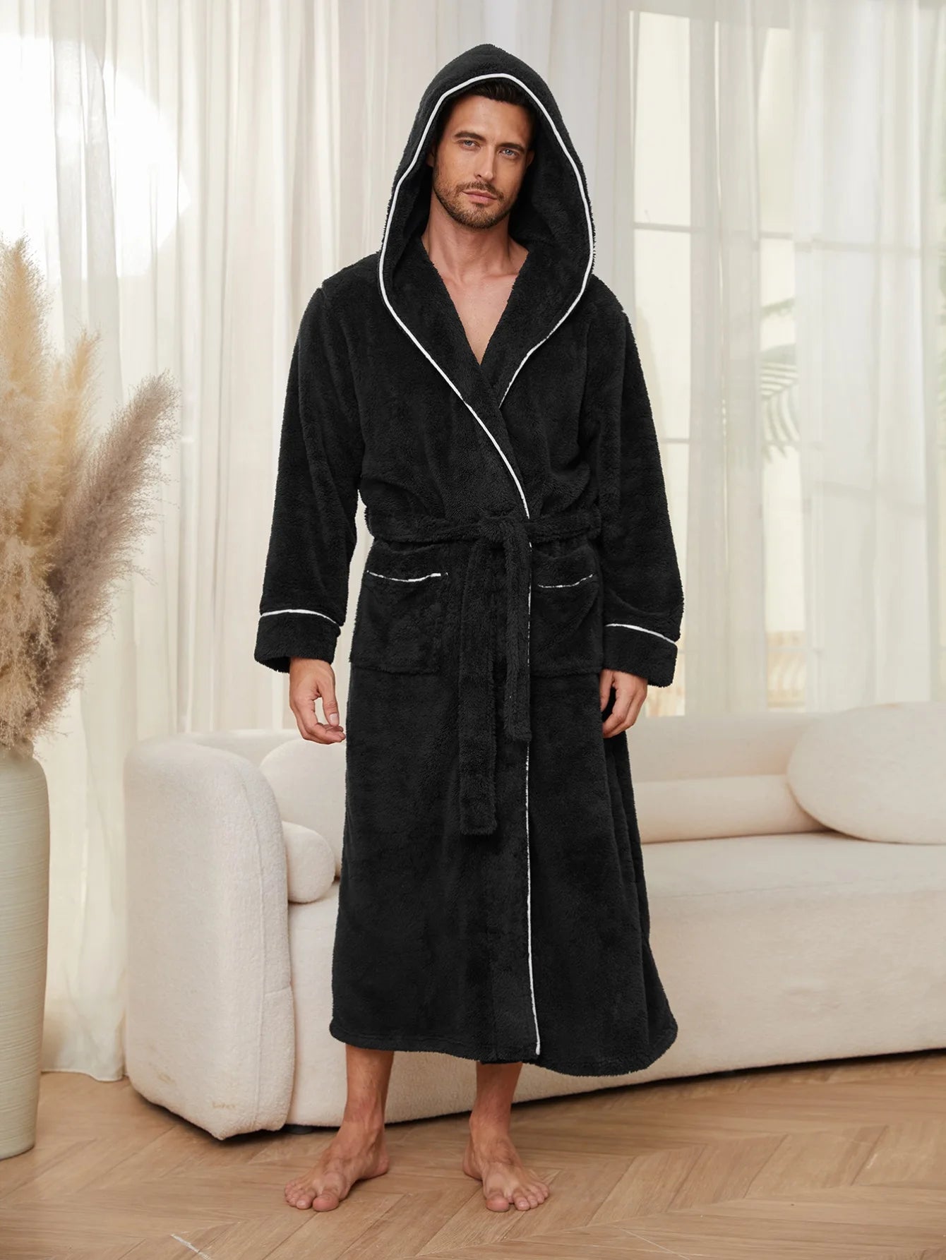 Flannel Open-Weave Sleepwear Robe