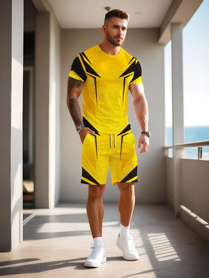 Irregular 3D Print T-Shirt Set