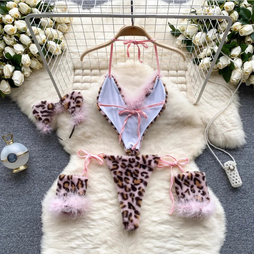 Leopard Print Velour Bodysuits