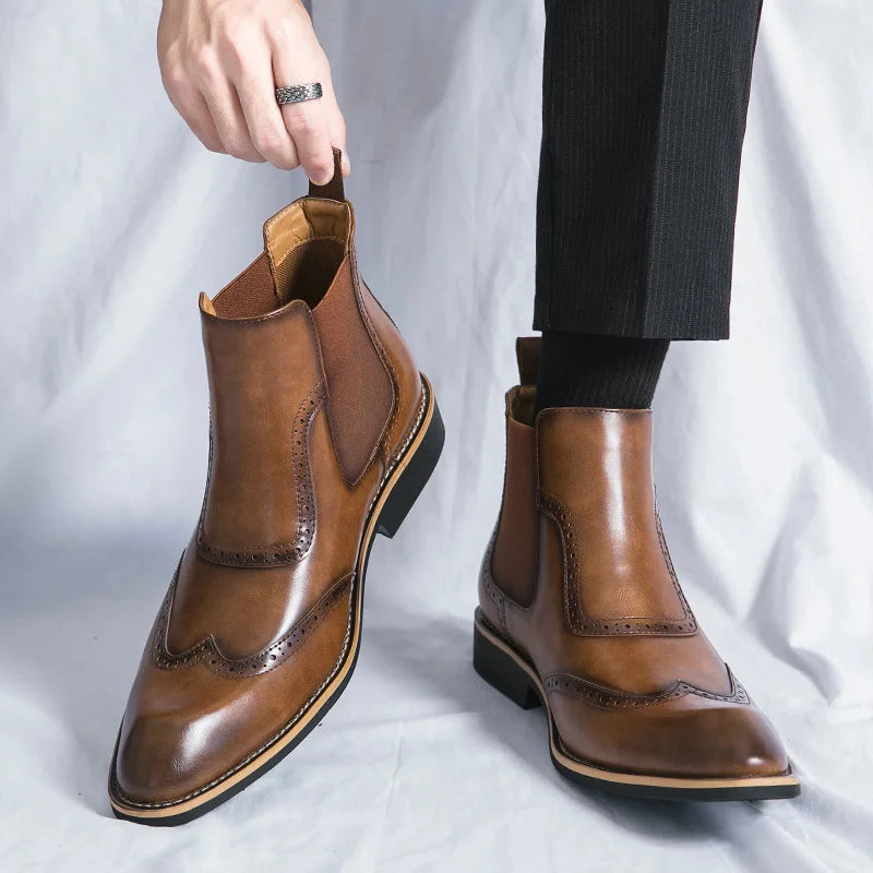 Brogue Leather Chelsea Boots