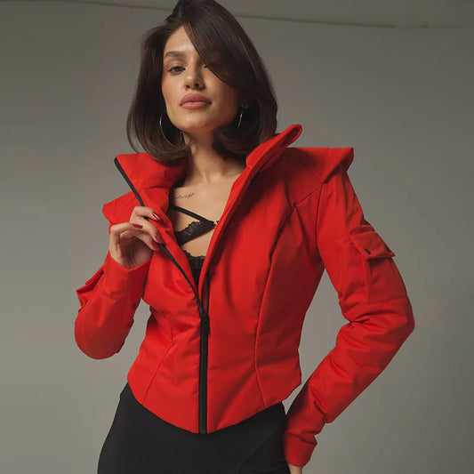 Cropped Stand Collar Puffer Jacket