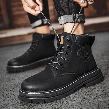 High-Top Lace-Up Ankle Boots