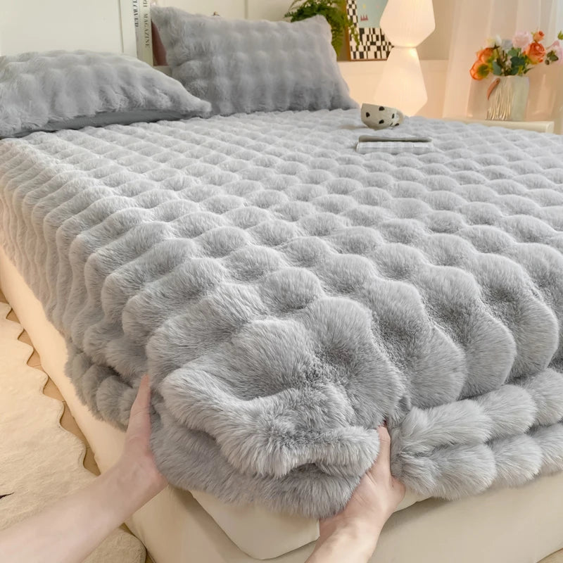 Plush Rabbit Fleece Bed Sheet