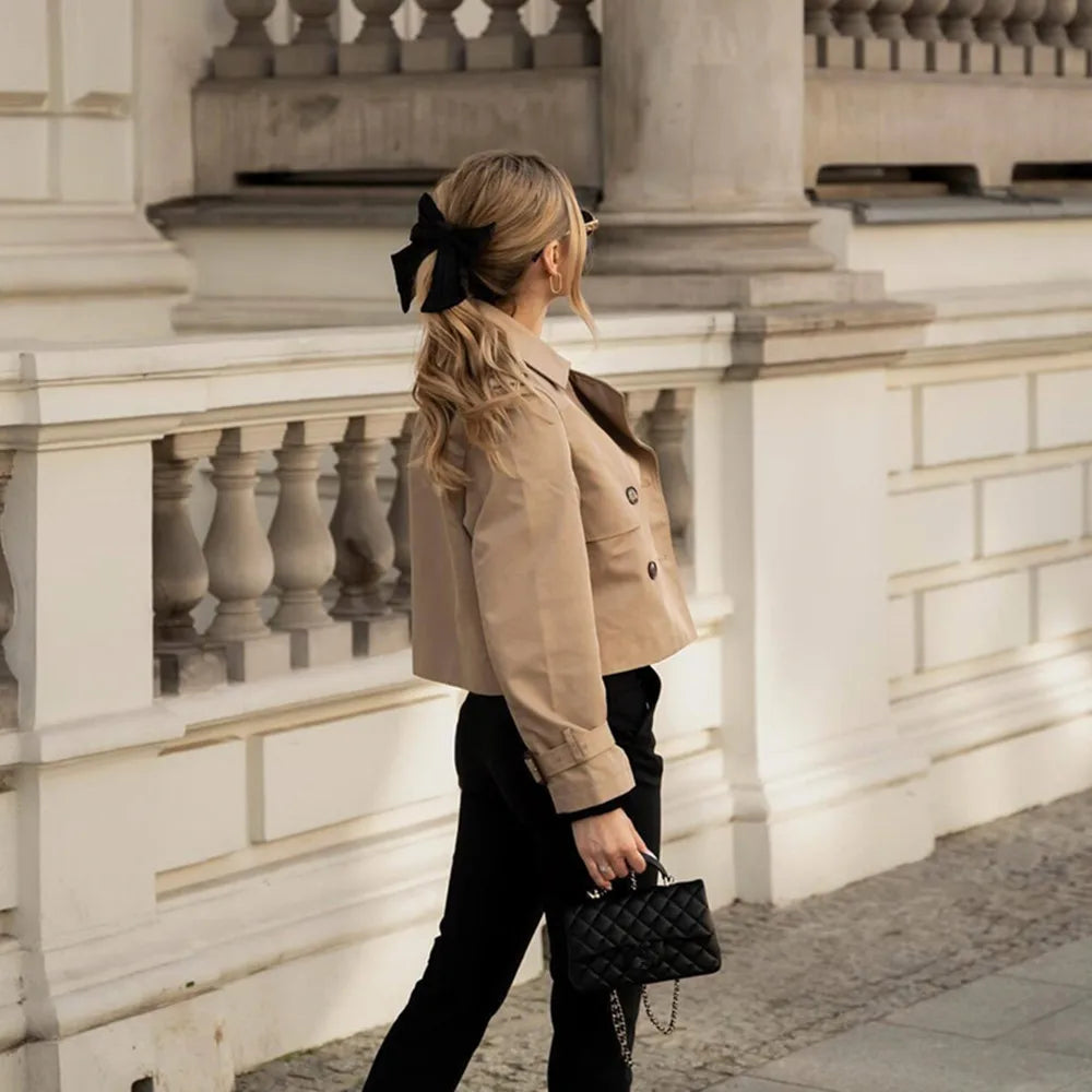 Cropped Double-Breasted Trench