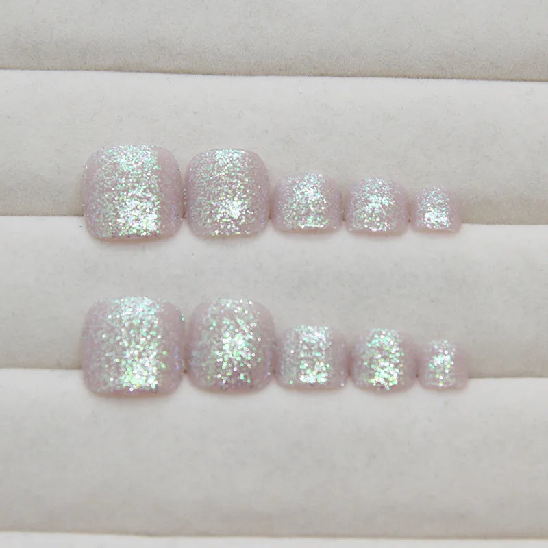 Glitter Square Toe Press-On Nails