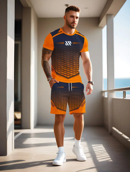 Irregular 3D Print T-Shirt Set