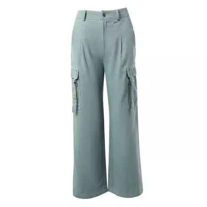 Retro Multi-Pocket Wide-Leg Pants