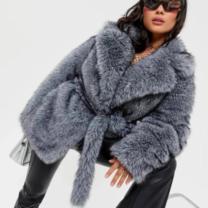 Silver Fox Faux Fur Coat