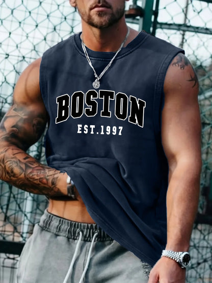 Cotton Boston Print Sleeveless Vest