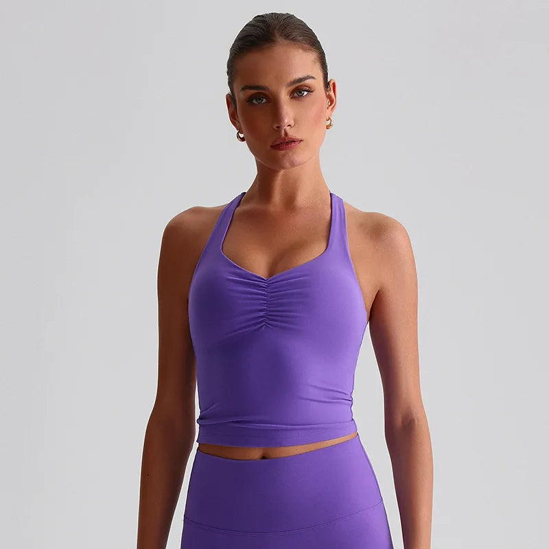 Cross-Back Padded Tank Bra