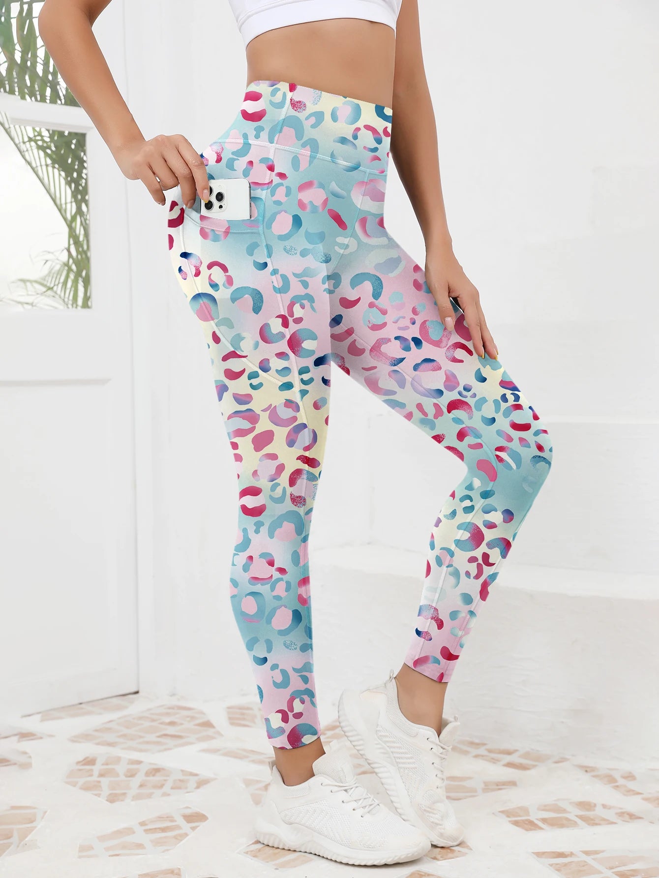 Printed Pocket Tummy-Control Pants