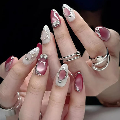 3D Flower Almond Press-On Nails