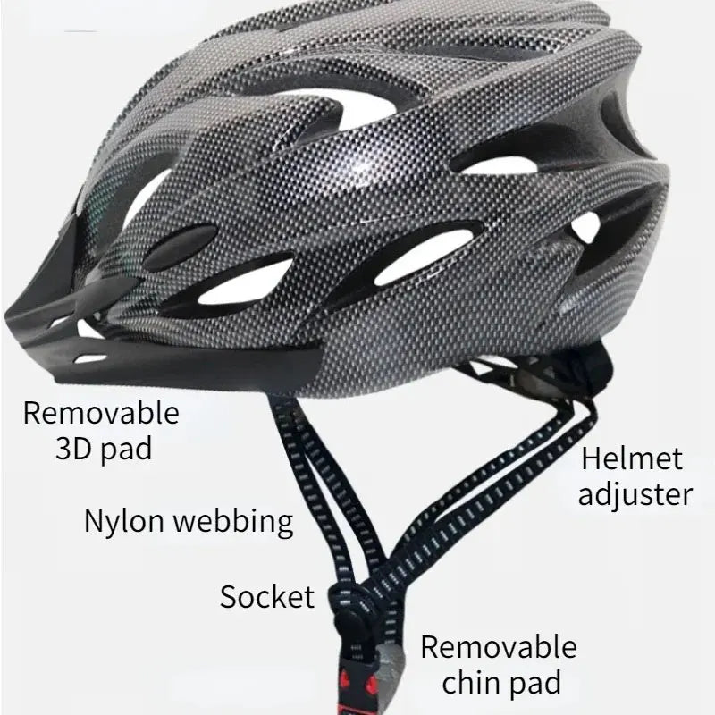 Carbon-Pattern Hollow-Vent Bike Helmet