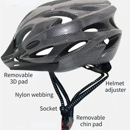 Carbon-Pattern Hollow-Vent Bike Helmet