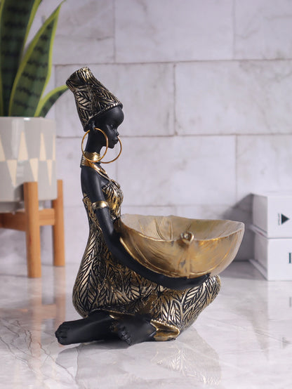 African Girl Plate Sculpture