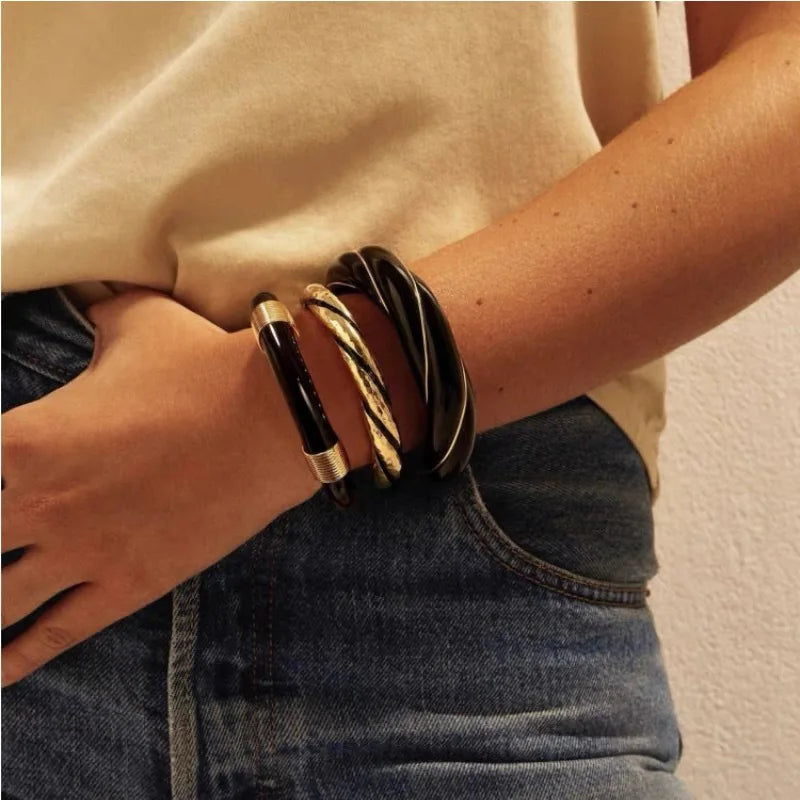 Geometric Leather Cuff Bracelet