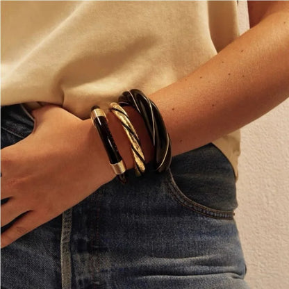 Geometric Leather Cuff Bracelet