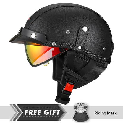 Leather-Style Retro Half Helmet