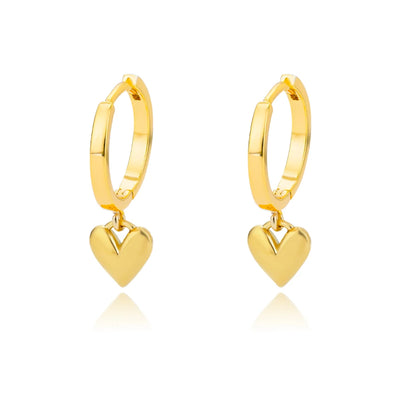 Hollow zircon heart earrings