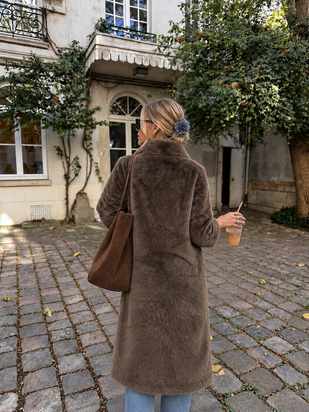 Longline Faux Fur Coat
