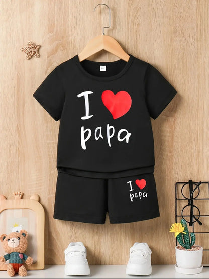Letter Print Top and Shorts Set