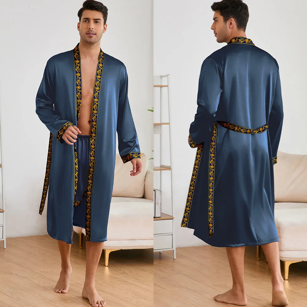 Ice Silk Pajama Robe Set