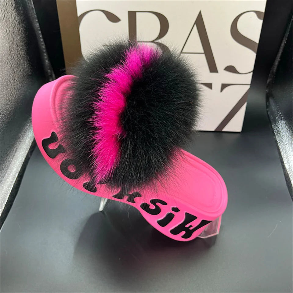 Fur Wedge Party Sandals