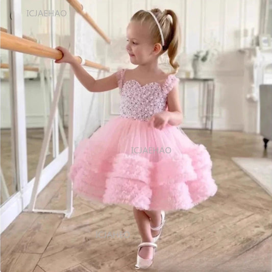 Princess Pink A-Line Flower Girl Dress