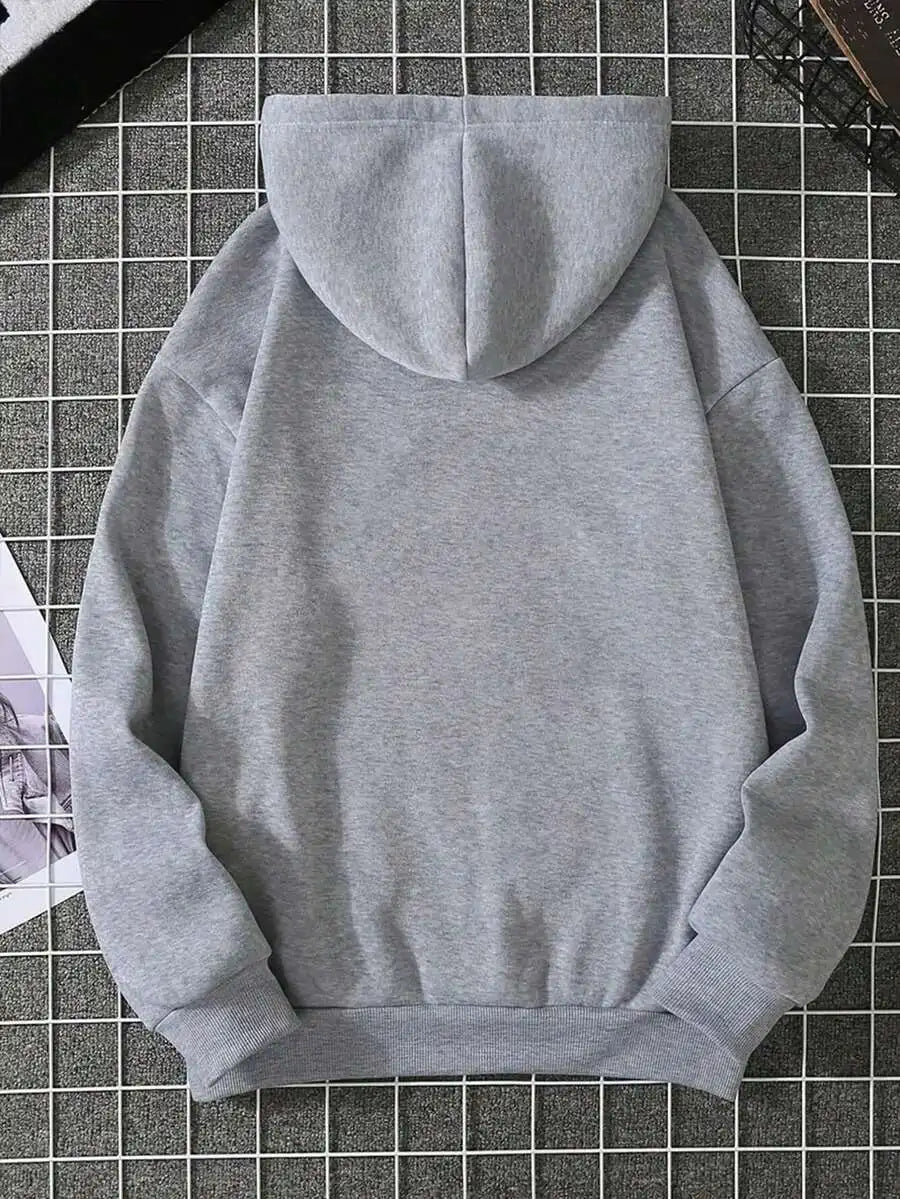 Heart Letter Print Drawstring Hoodie