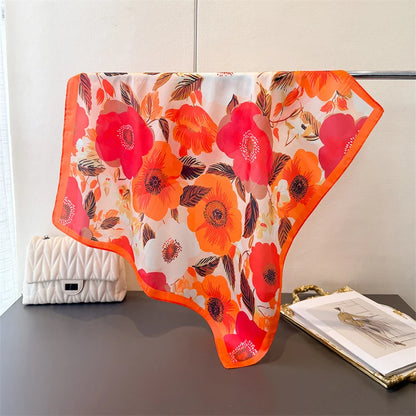 Print Satin Silk Square Scarf