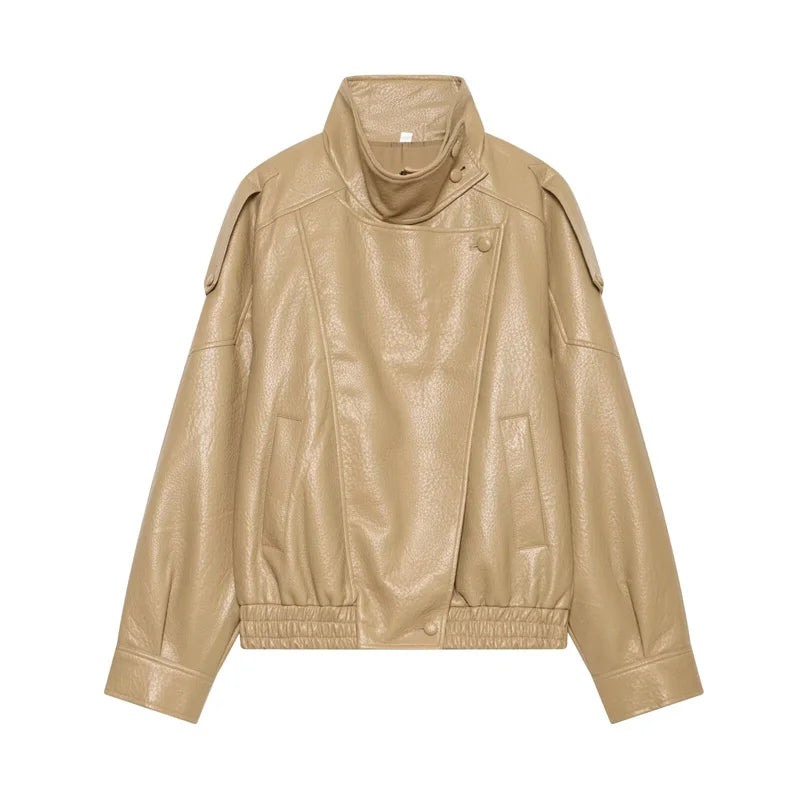 Pebble Faux Leather Moto Jacket