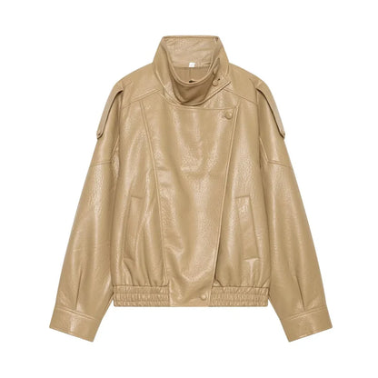 Pebble Faux Leather Moto Jacket