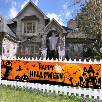 Pumpkin and Bat Halloween Banner