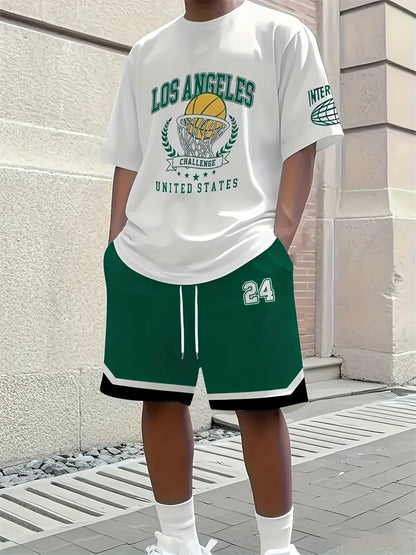 3D Animal Print Casual Shorts Set