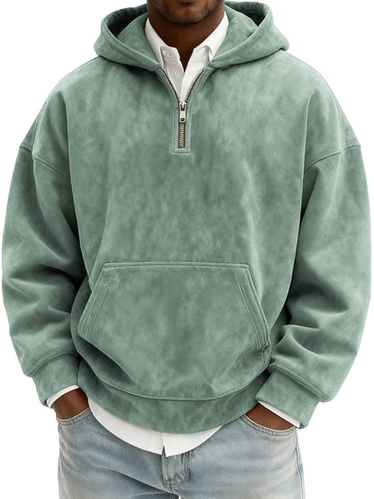 Suede Half-Zip Hoodie