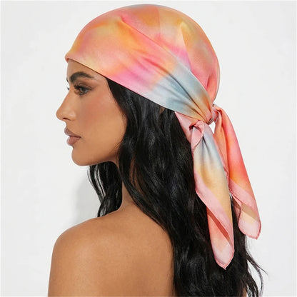 Silk Print Cat Headscarf