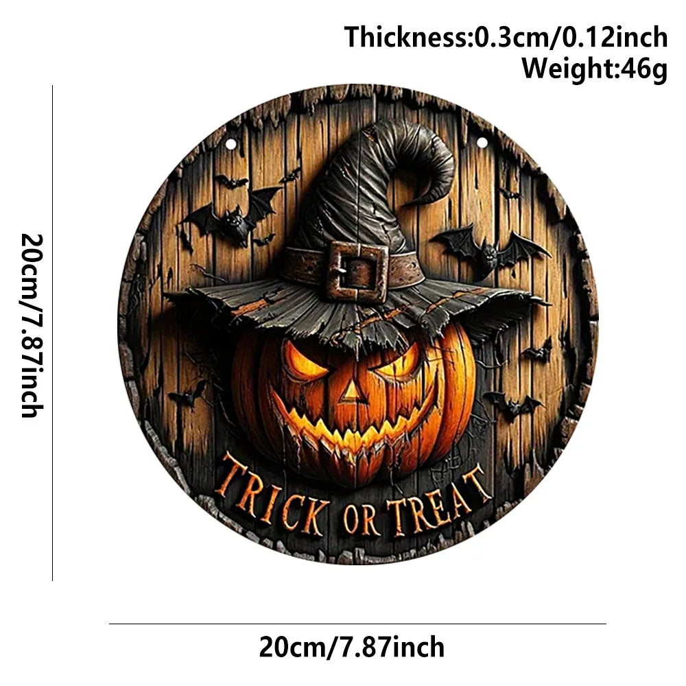 Round Wood Halloween Sign
