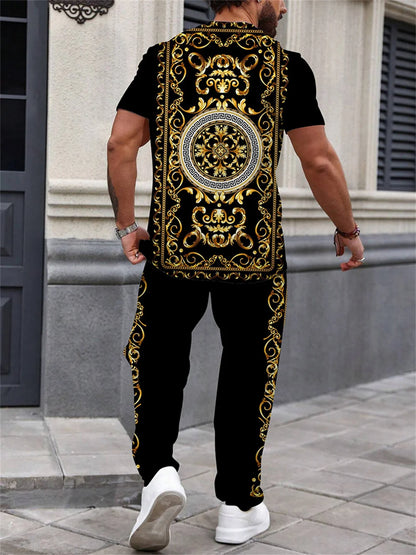 Summer Short Sleeve Trousers Suit