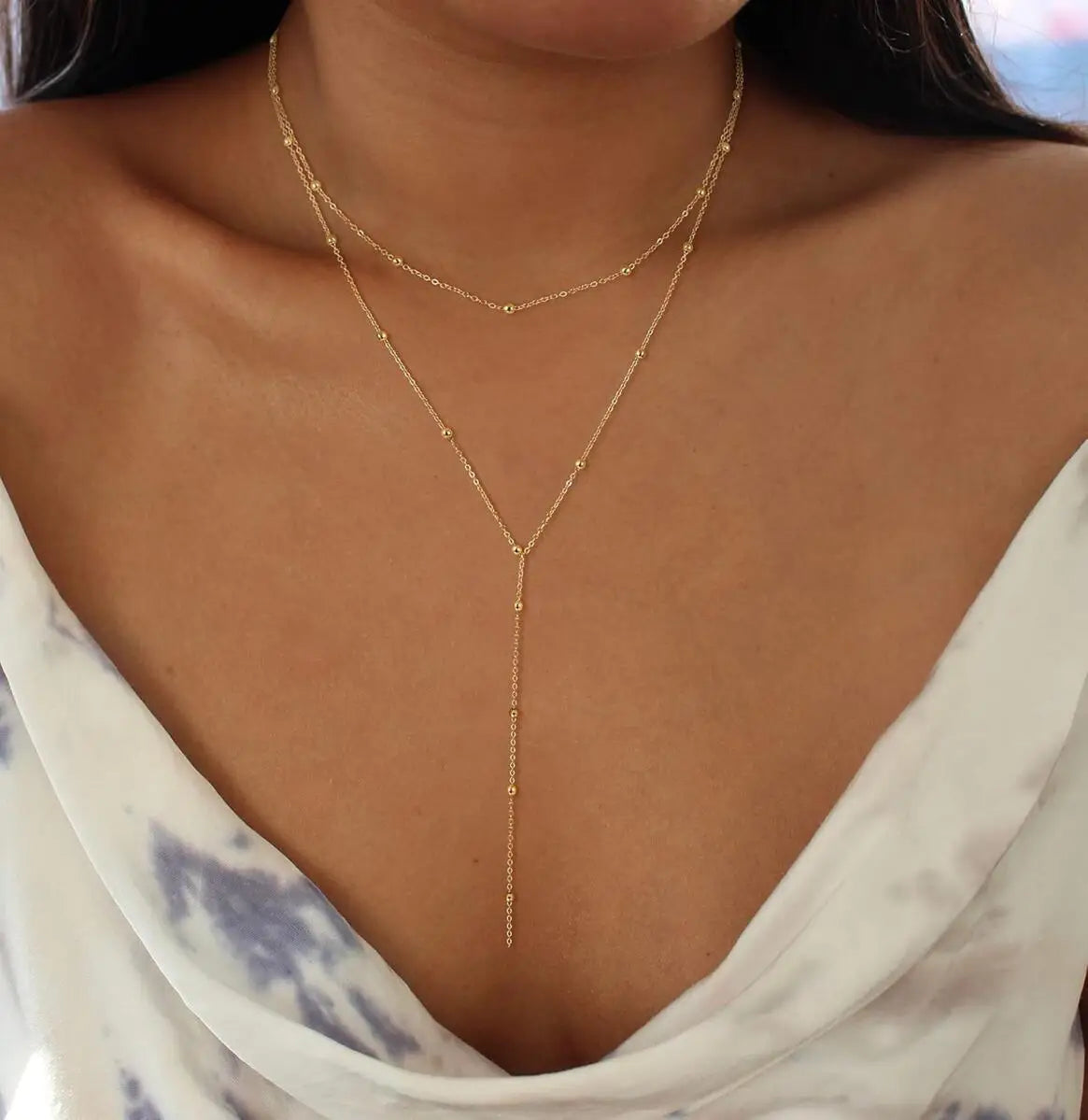 Gold Lariat Y-Shape Necklace