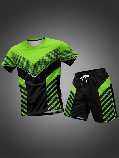 Irregular 3D Print T-Shirt Set