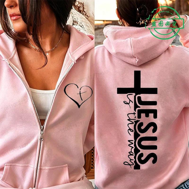 Jesus Print Fleece Hoodie