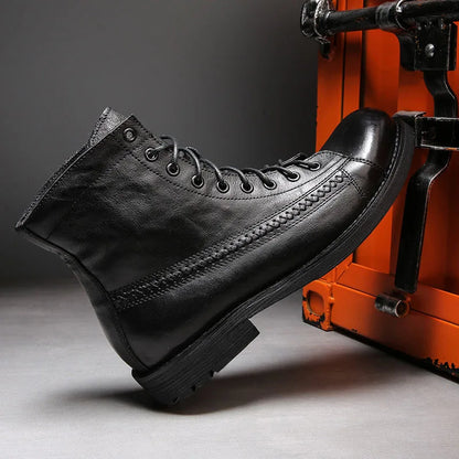 Vintage Leather Platform Boots