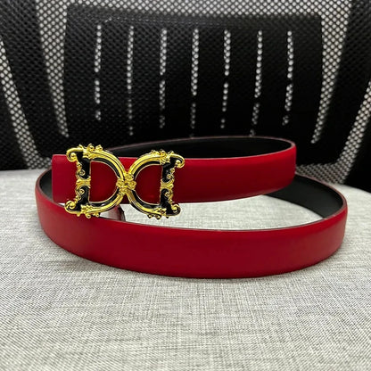 Thin leather fashion belt