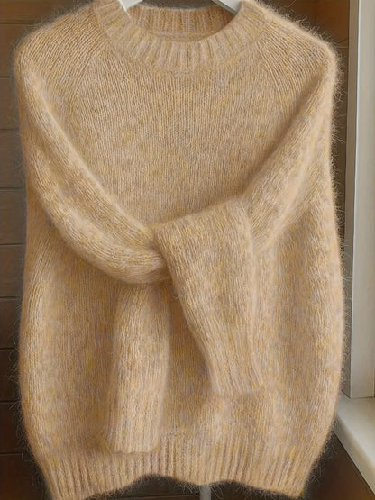 Solid Round Neck Knit Sweater