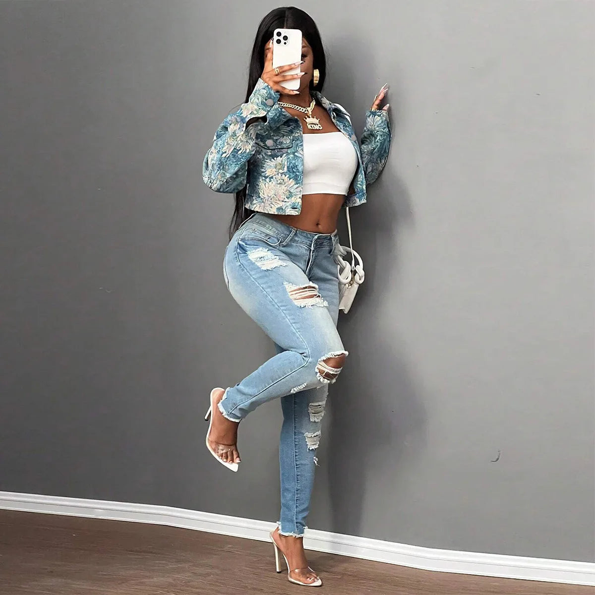 Floral Brocade Cropped Jacket