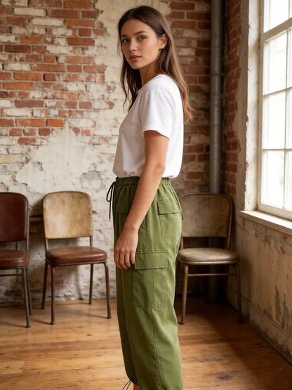 Multi-Pocket Wide-Leg Cargo Pants