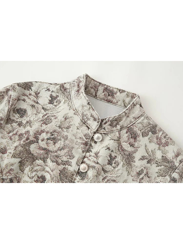 Floral Stand Collar Jacket